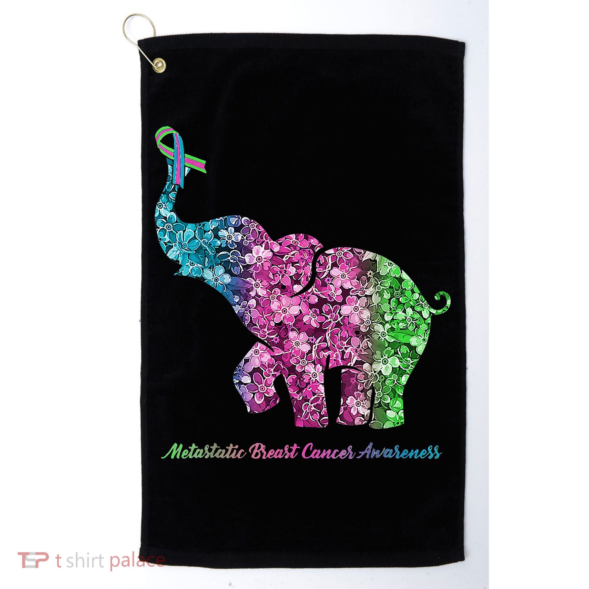 Elephant With Flower Metastatic Breast Cancer Awareness Golf Towel