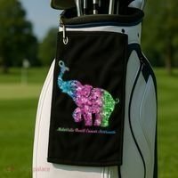 Elephant With Flower Metastatic Breast Cancer Awareness Golf Towel thumb 2