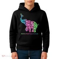 Elephant With Flower Metastatic Breast Cancer Awareness Kids Hoodie thumb 4