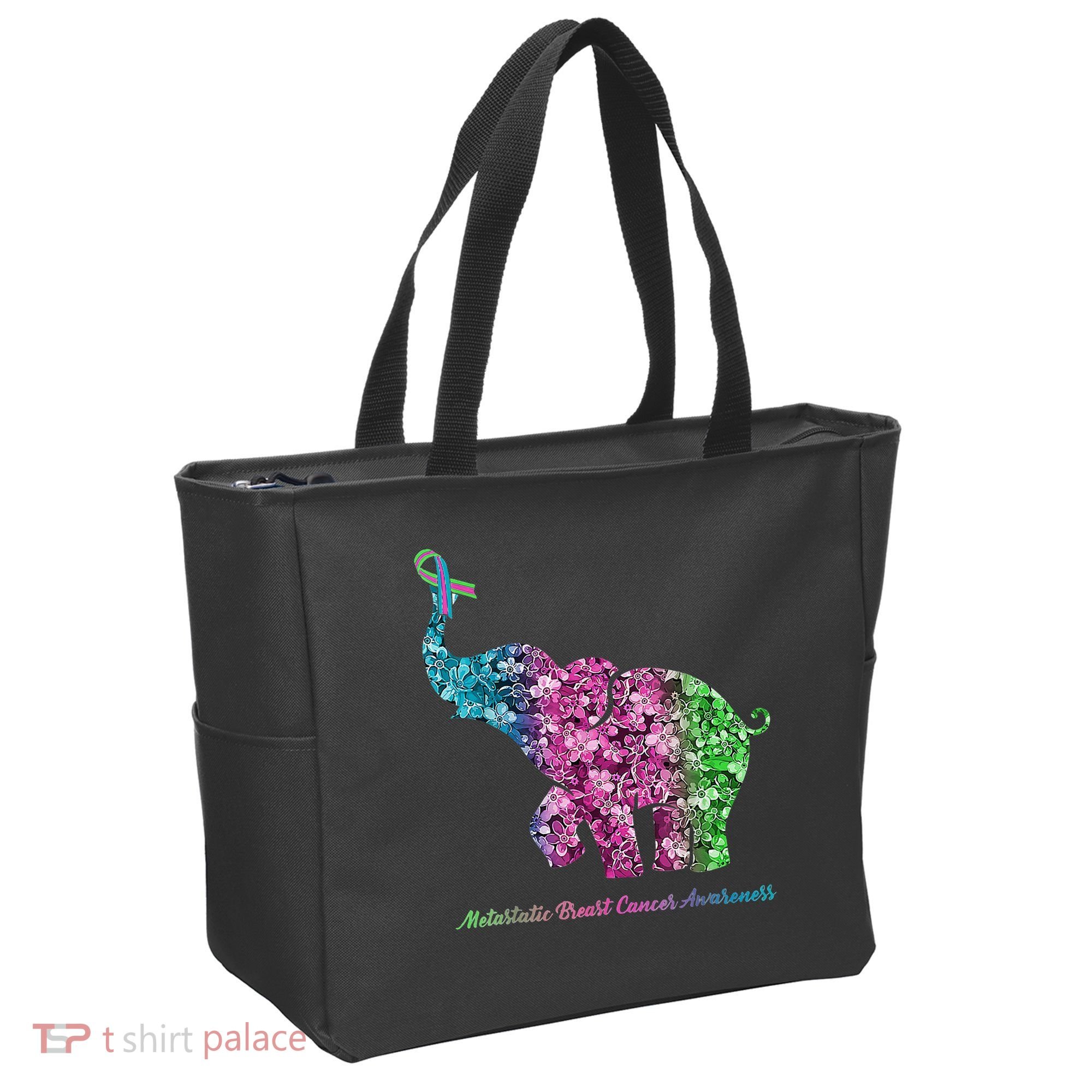 Elephant With Flower Metastatic Breast Cancer Awareness Tote Bag