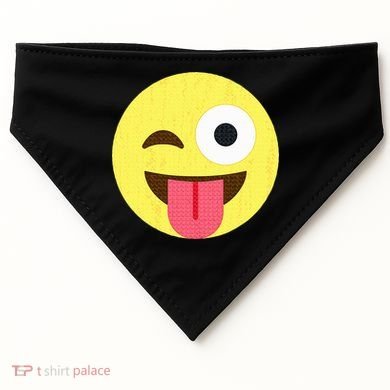 Emoticon Winking Face With Tongue USA-Made Doggie Bandana