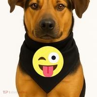 Emoticon Winking Face With Tongue USA-Made Doggie Bandana thumb 1