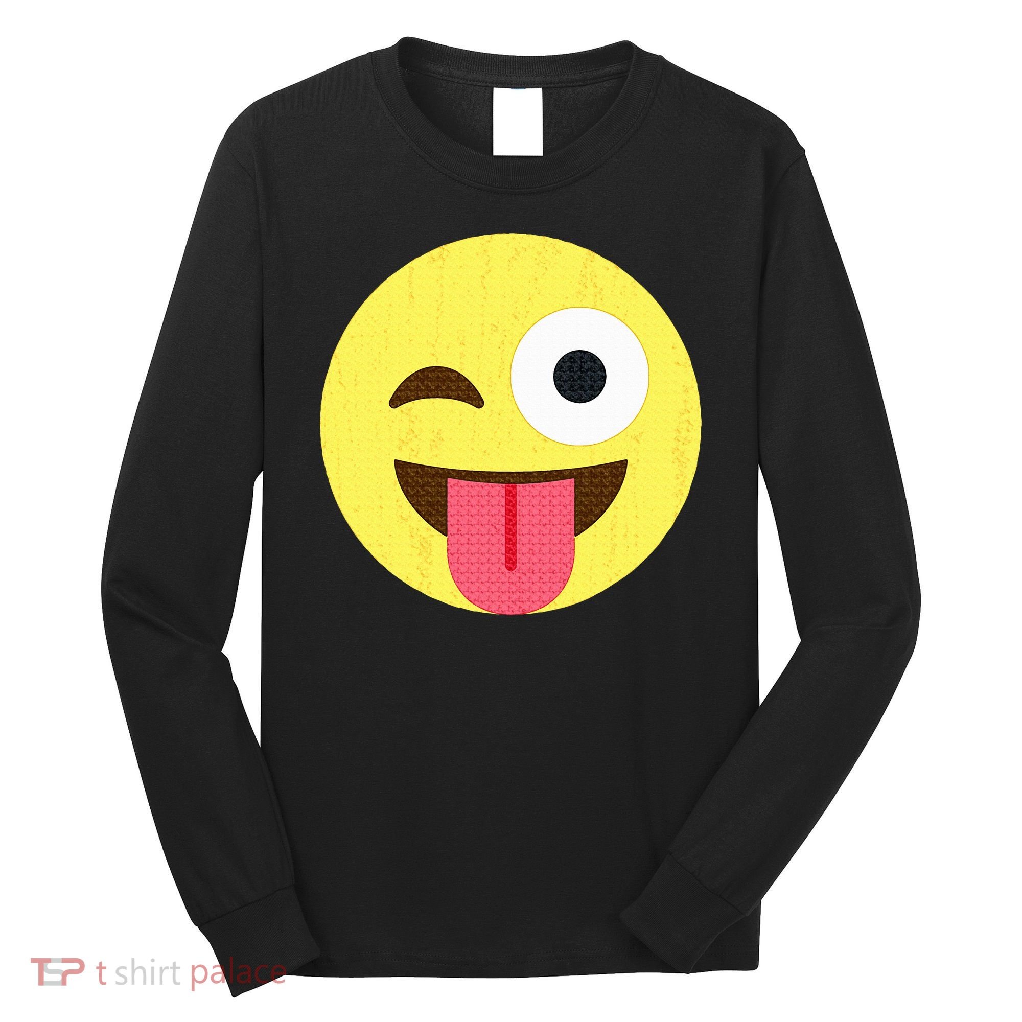 Emoticon Winking Face With Tongue Long Sleeve Shirt