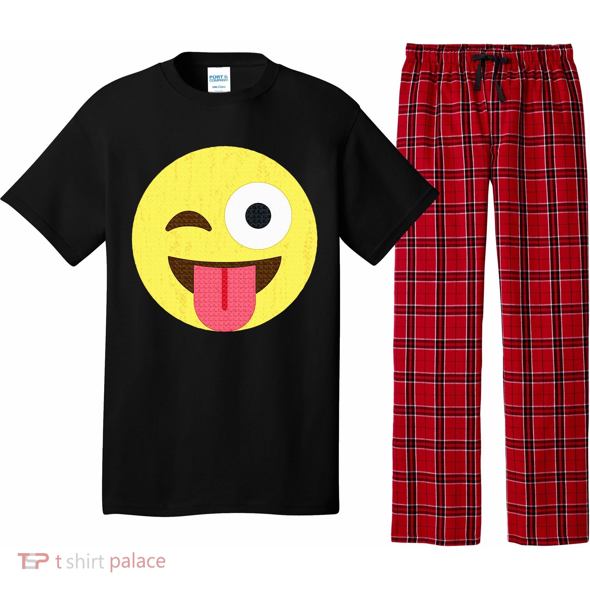Emoticon Winking Face With Tongue Pajama Set