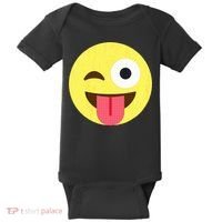 Emoticon Winking Face With Tongue Baby Bodysuit thumb 0