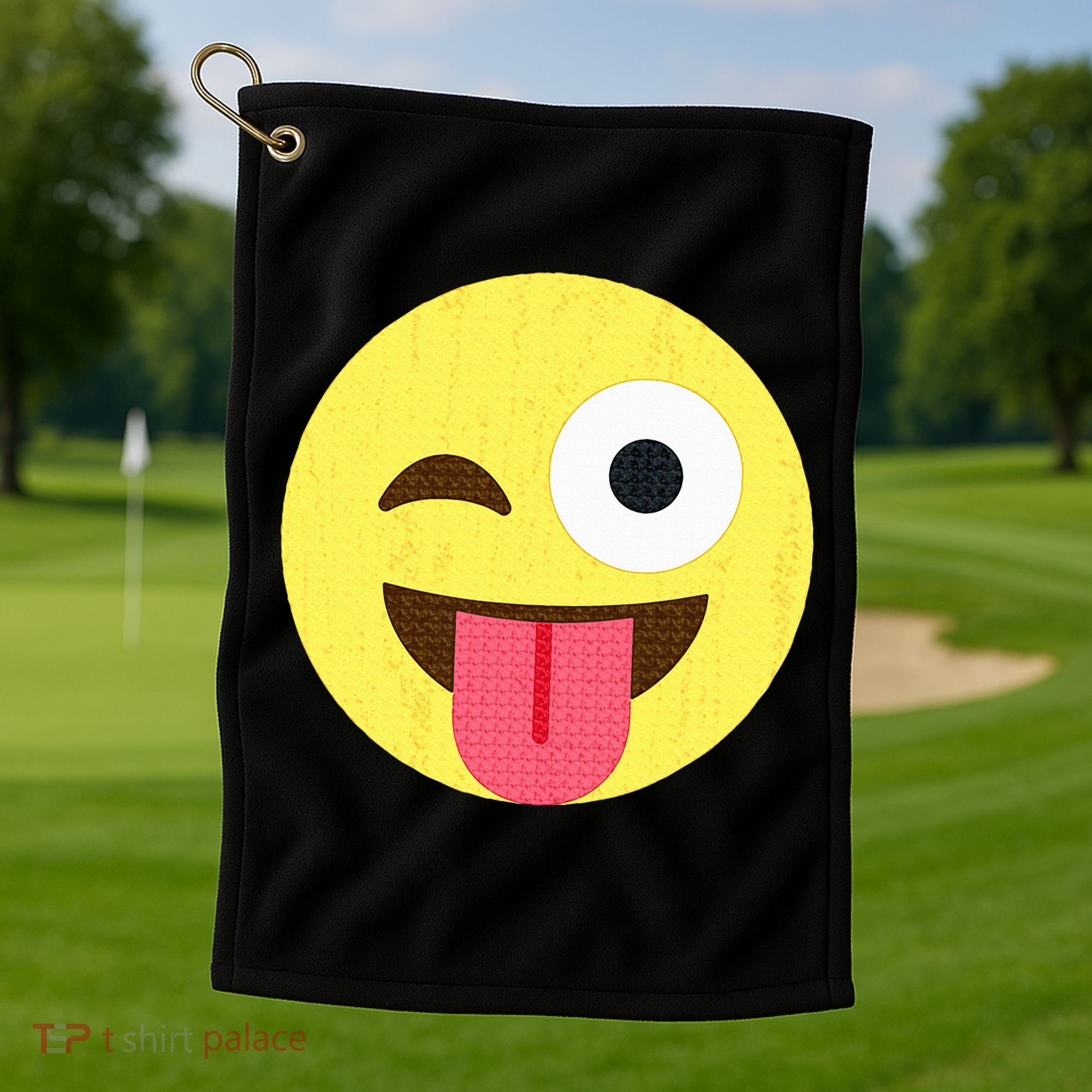 Emoticon Winking Face With Tongue Golf Towel