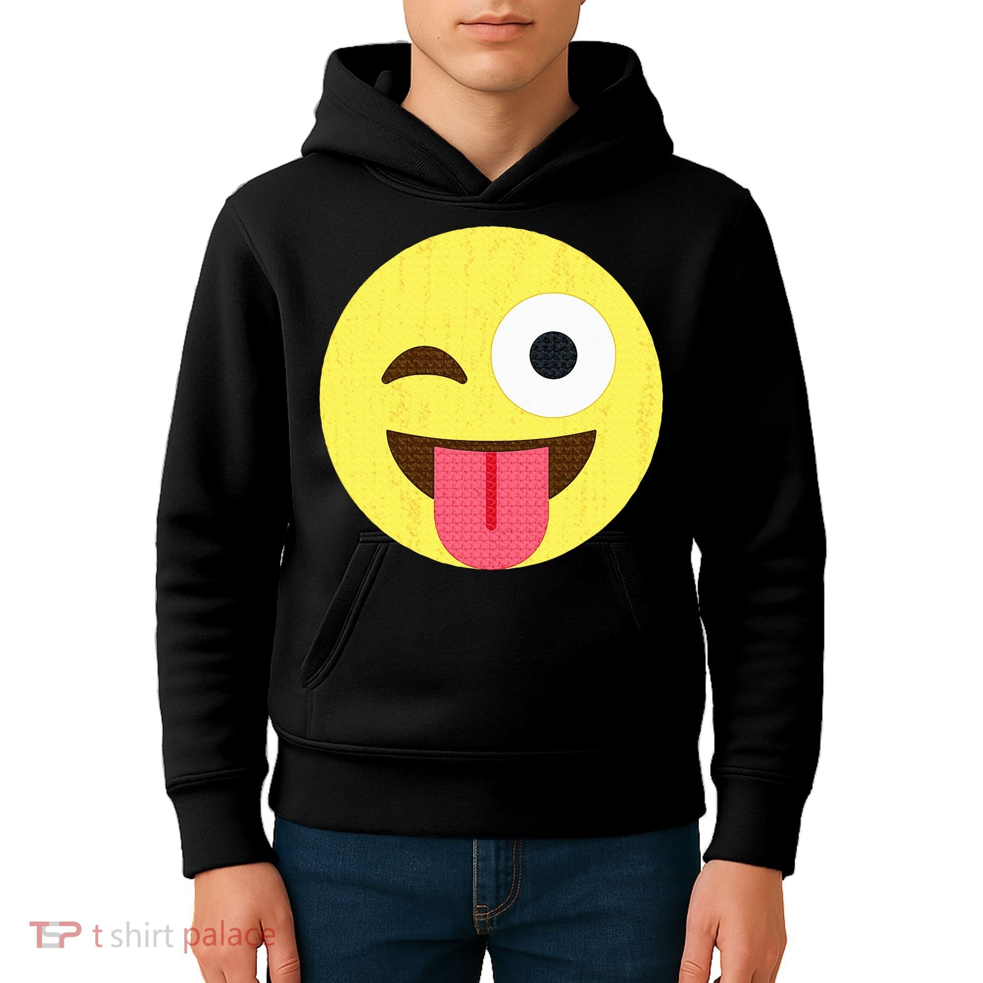 Emoticon Winking Face With Tongue Kids Hoodie