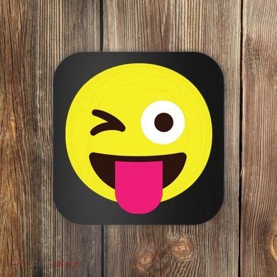Emoticon Winking Face With Stuckout Tongue And Winking Eye Coaster