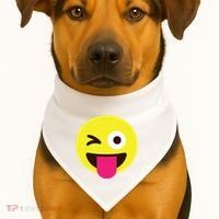 Emoticon Winking Face With Stuckout Tongue And Winking Eye USA-Made Doggie Bandana thumb 1