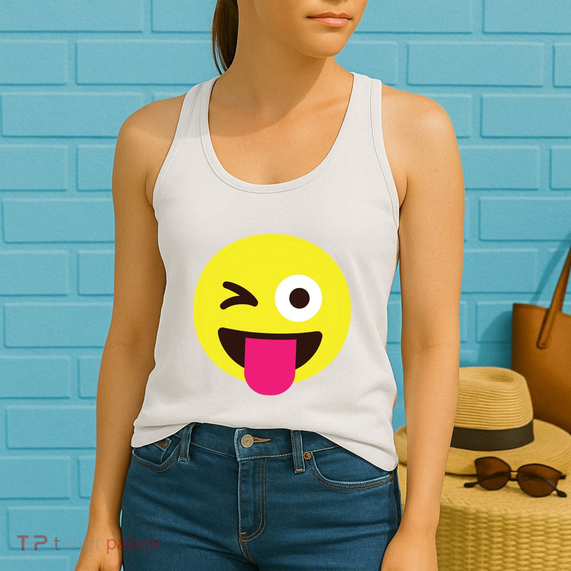 Emoticon Winking Face With Stuckout Tongue And Winking Eye Women's Tank Top