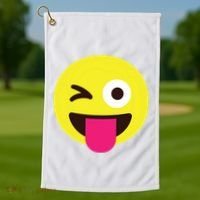 Emoticon Winking Face With Stuckout Tongue And Winking Eye Golf Towel thumb 1