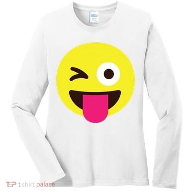 Emoticon Winking Face With Stuckout Tongue And Winking Eye Women's Long Sleeve Shirt