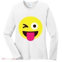 Emoticon Winking Face With Stuckout Tongue And Winking Eye Women's Long Sleeve Shirt thumb 0