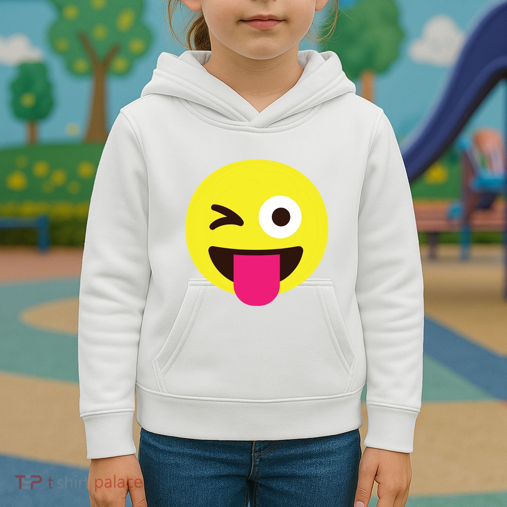 Emoticon Winking Face With Stuckout Tongue And Winking Eye Kids Hoodie