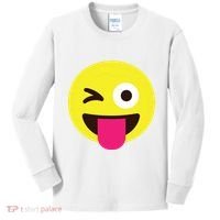 Emoticon Winking Face With Stuckout Tongue And Winking Eye Kids Long Sleeve Shirt thumb 0