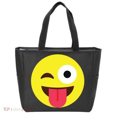 Emoticon Winking Face With Tongue Tote Bag