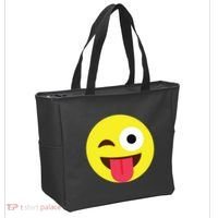 Emoticon Winking Face With Tongue Tote Bag thumb 2