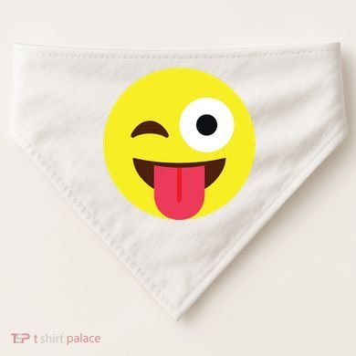 Emoticon Winking Face With Tongue USA-Made Doggie Bandana