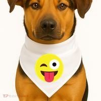 Emoticon Winking Face With Tongue USA-Made Doggie Bandana thumb 1