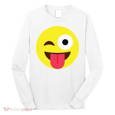 Emoticon Winking Face With Tongue Long Sleeve Shirt