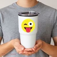 Emoticon Winking Face With Tongue Tumbler thumb 2