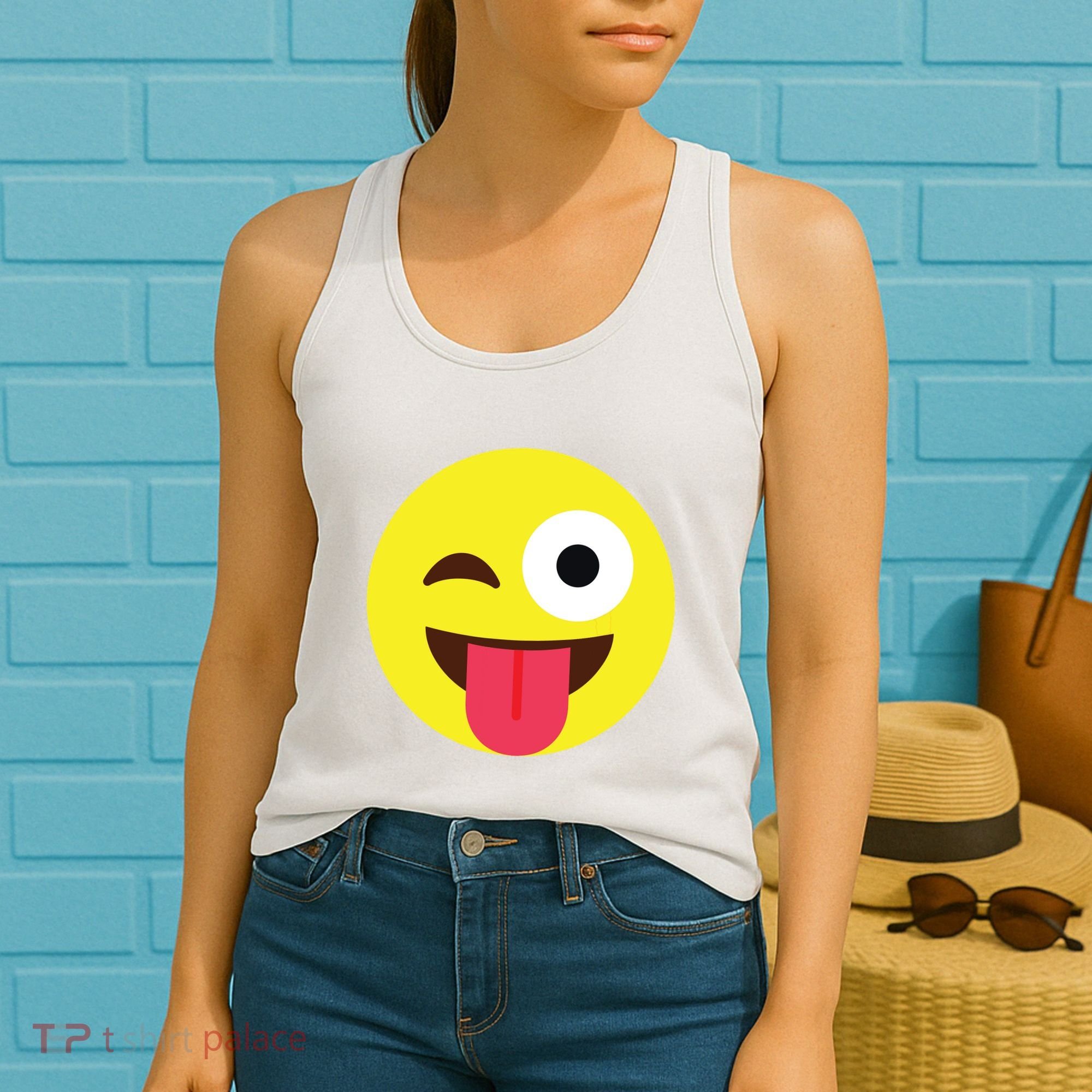 Emoticon Winking Face With Tongue Women's Tank Top
