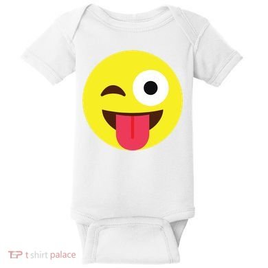 Emoticon Winking Face With Tongue Baby Bodysuit