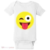 Emoticon Winking Face With Tongue Baby Bodysuit thumb 0