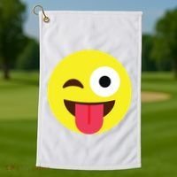 Emoticon Winking Face With Tongue Golf Towel thumb 1