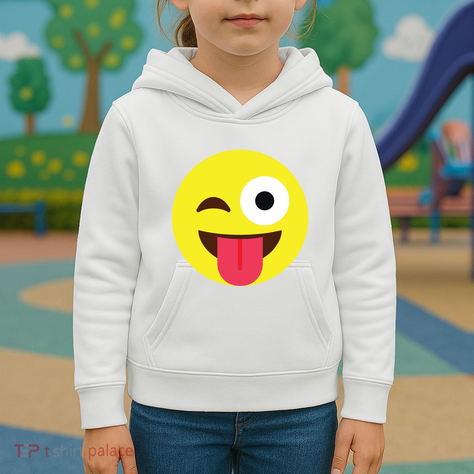 Emoticon Winking Face With Tongue Kids Hoodie