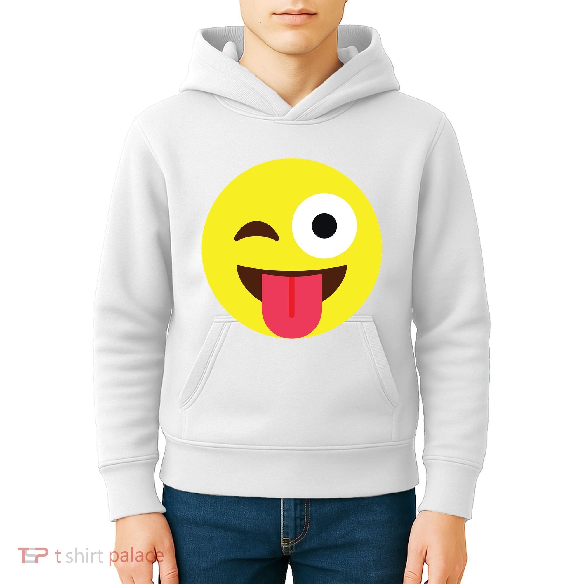 Emoticon Winking Face With Tongue Kids Hoodie