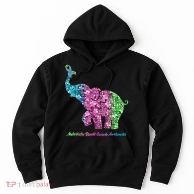Elephant With Flower Metastatic Breast Cancer Awareness Hoodie