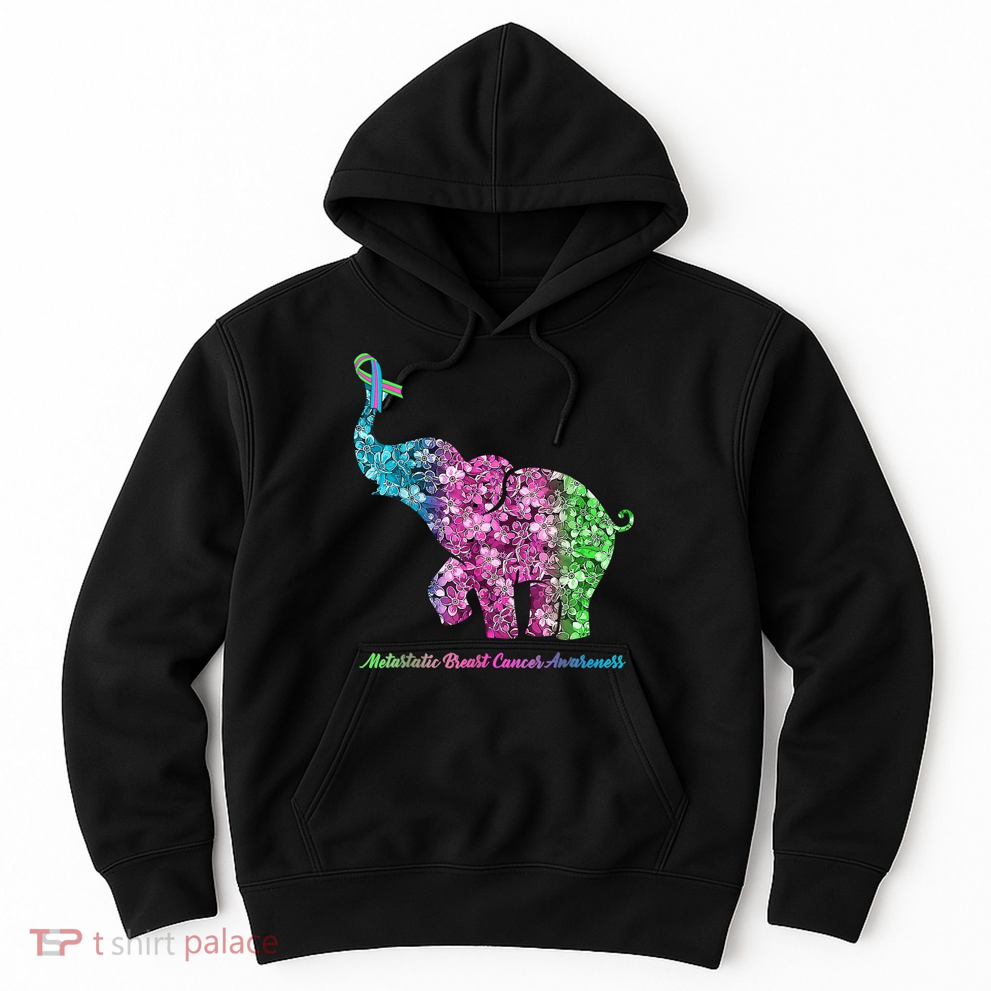 Elephant With Flower Metastatic Breast Cancer Awareness Hoodie