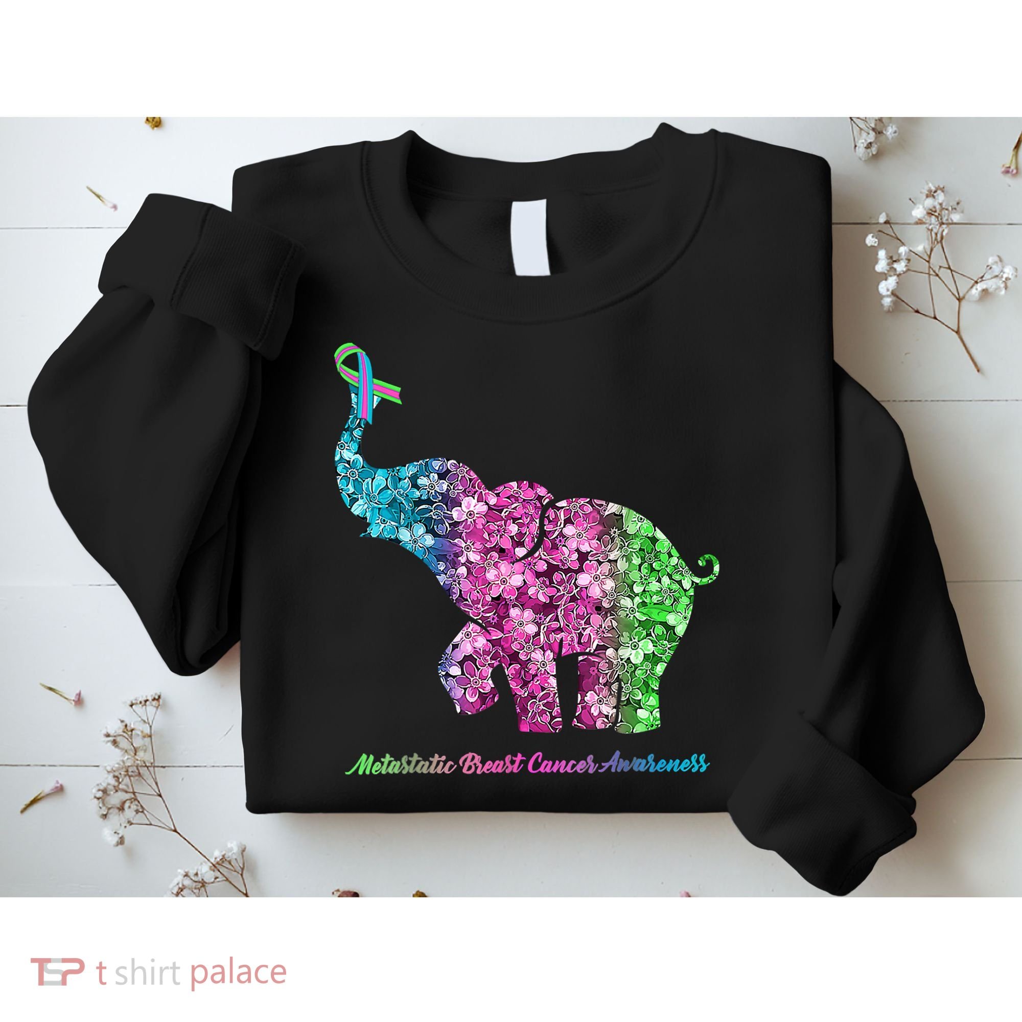 Elephant With Flower Metastatic Breast Cancer Awareness Sweatshirt