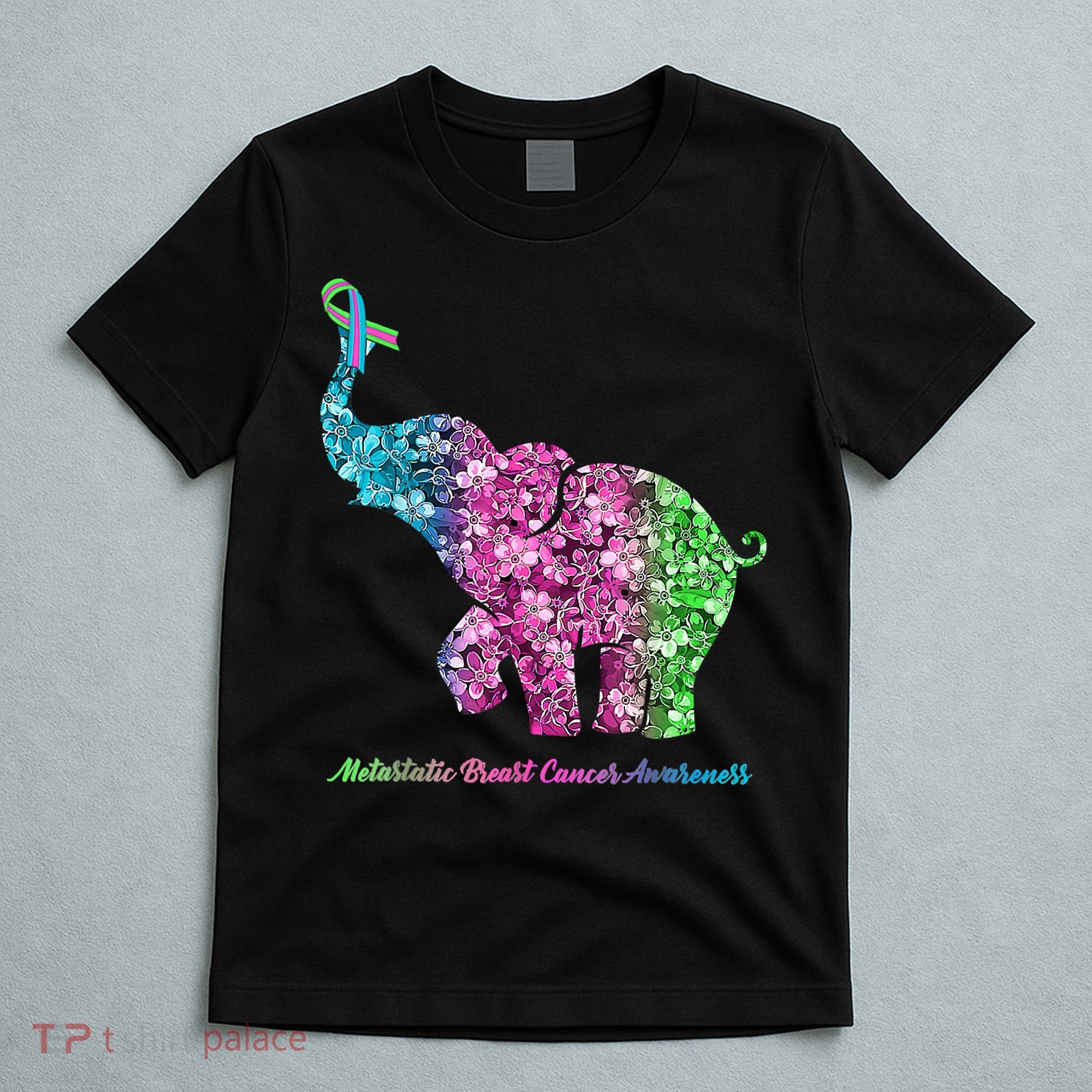 Elephant With Flower Metastatic Breast Cancer Awareness T-Shirt