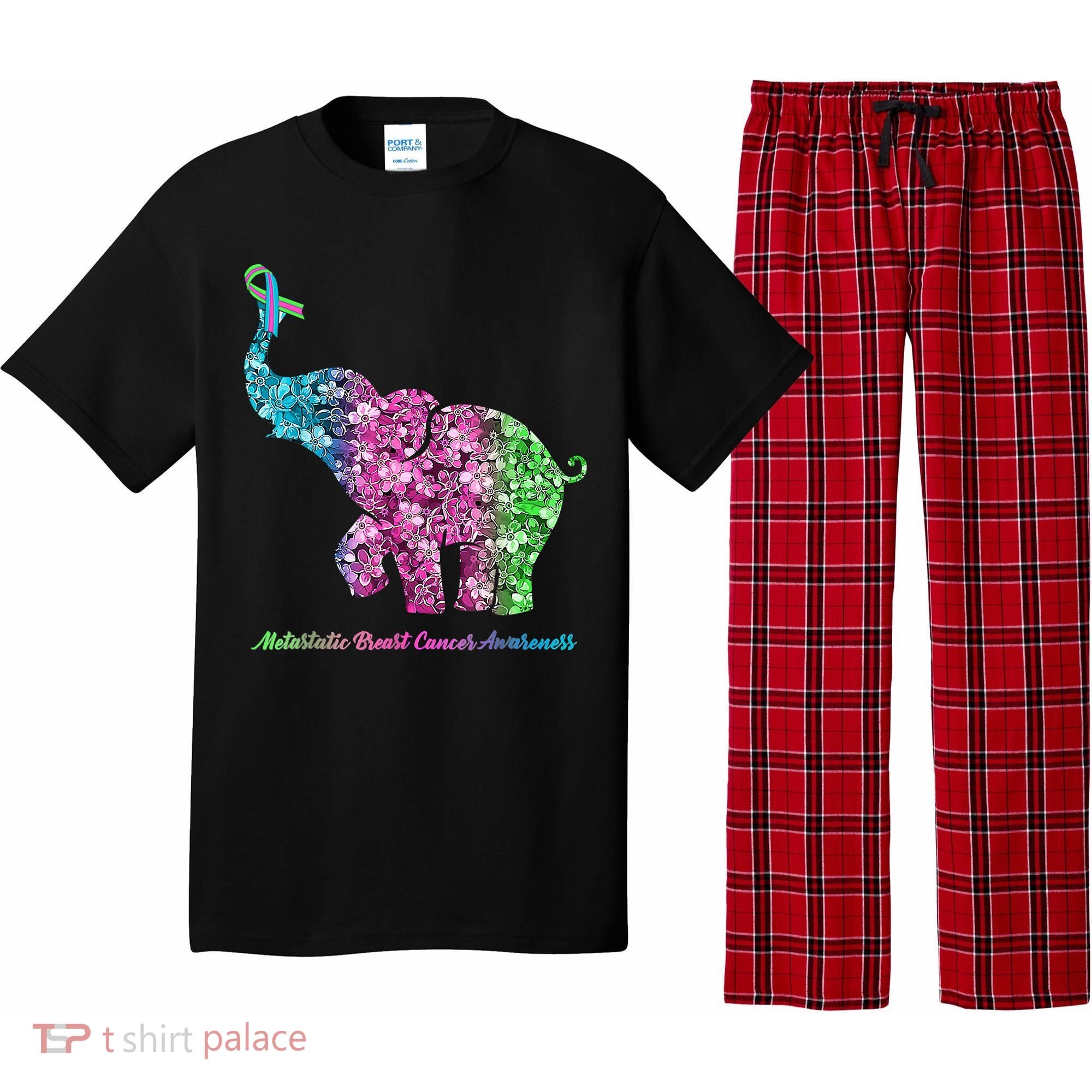 Elephant With Flower Metastatic Breast Cancer Awareness Pajama Set