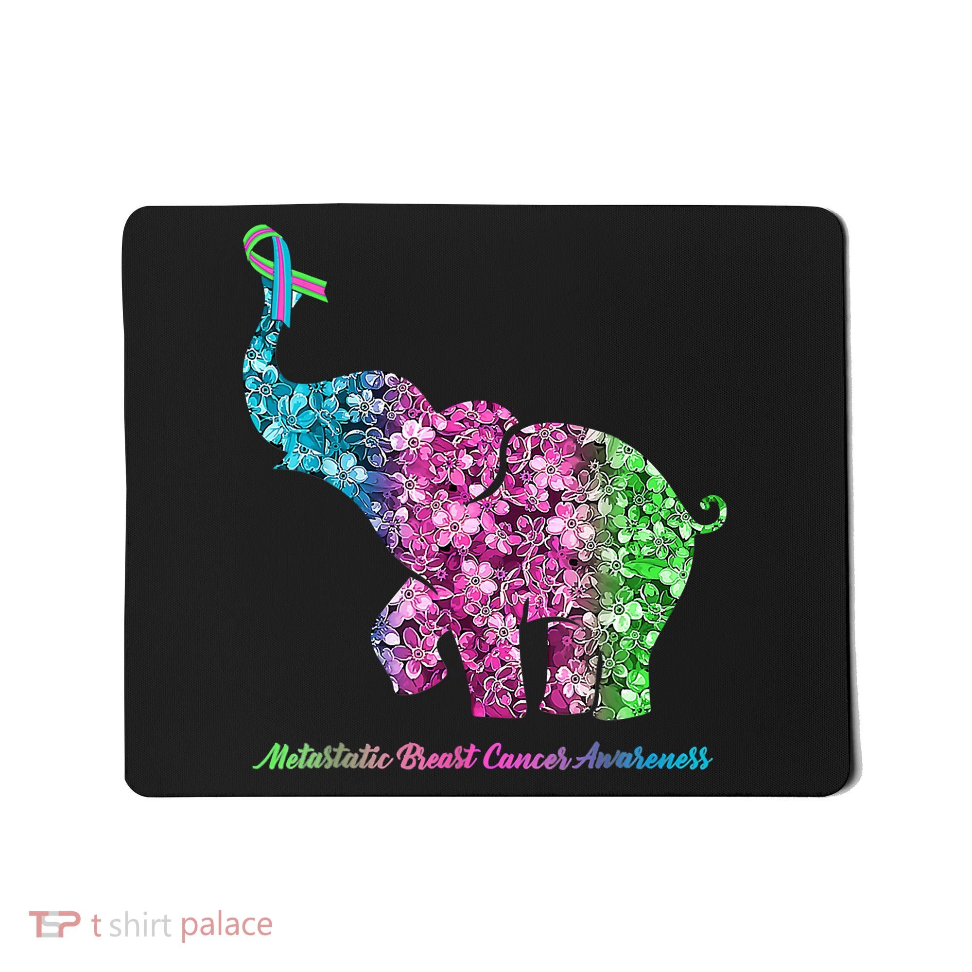 Elephant With Flower Metastatic Breast Cancer Awareness Mousepad