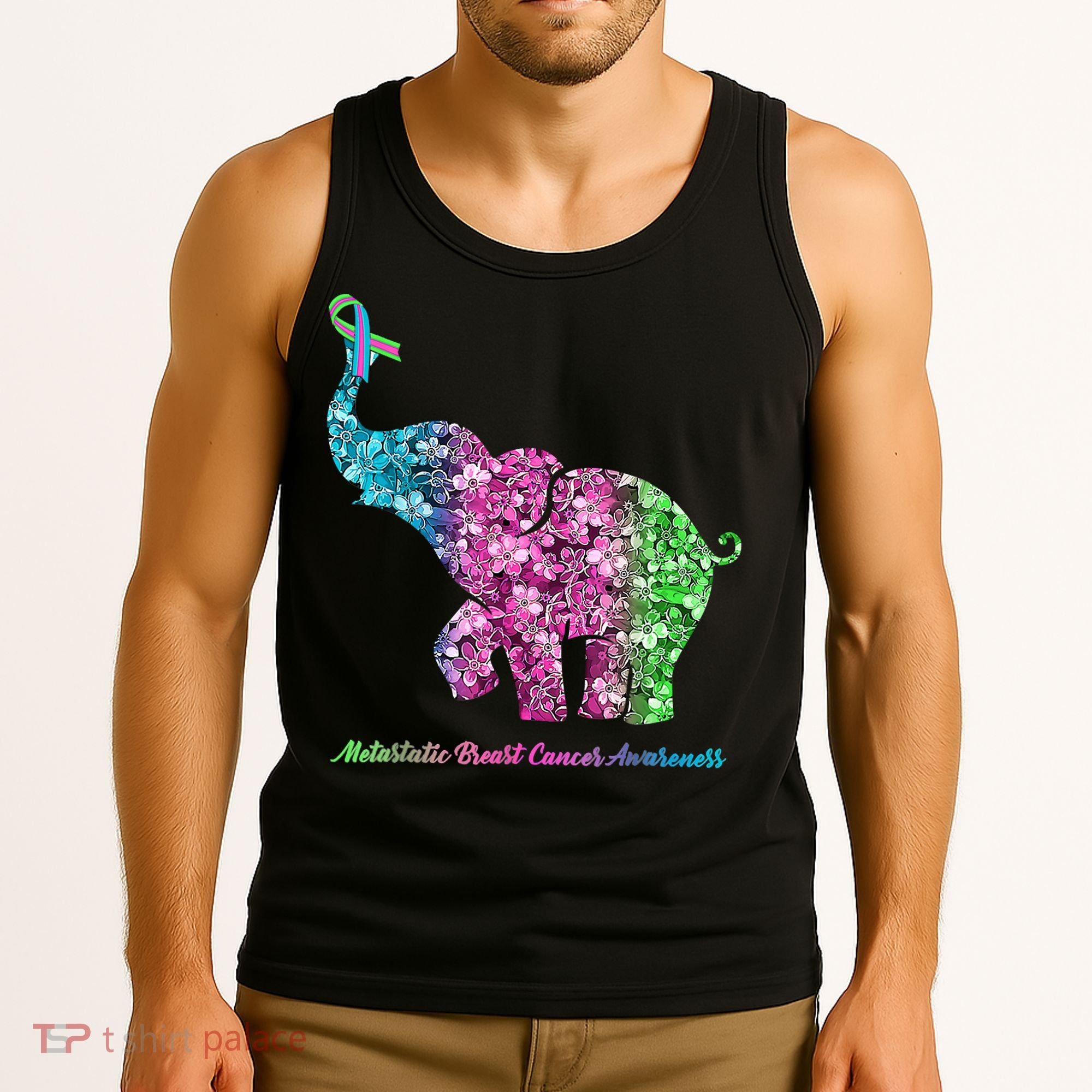 Elephant With Flower Metastatic Breast Cancer Awareness Tank Top