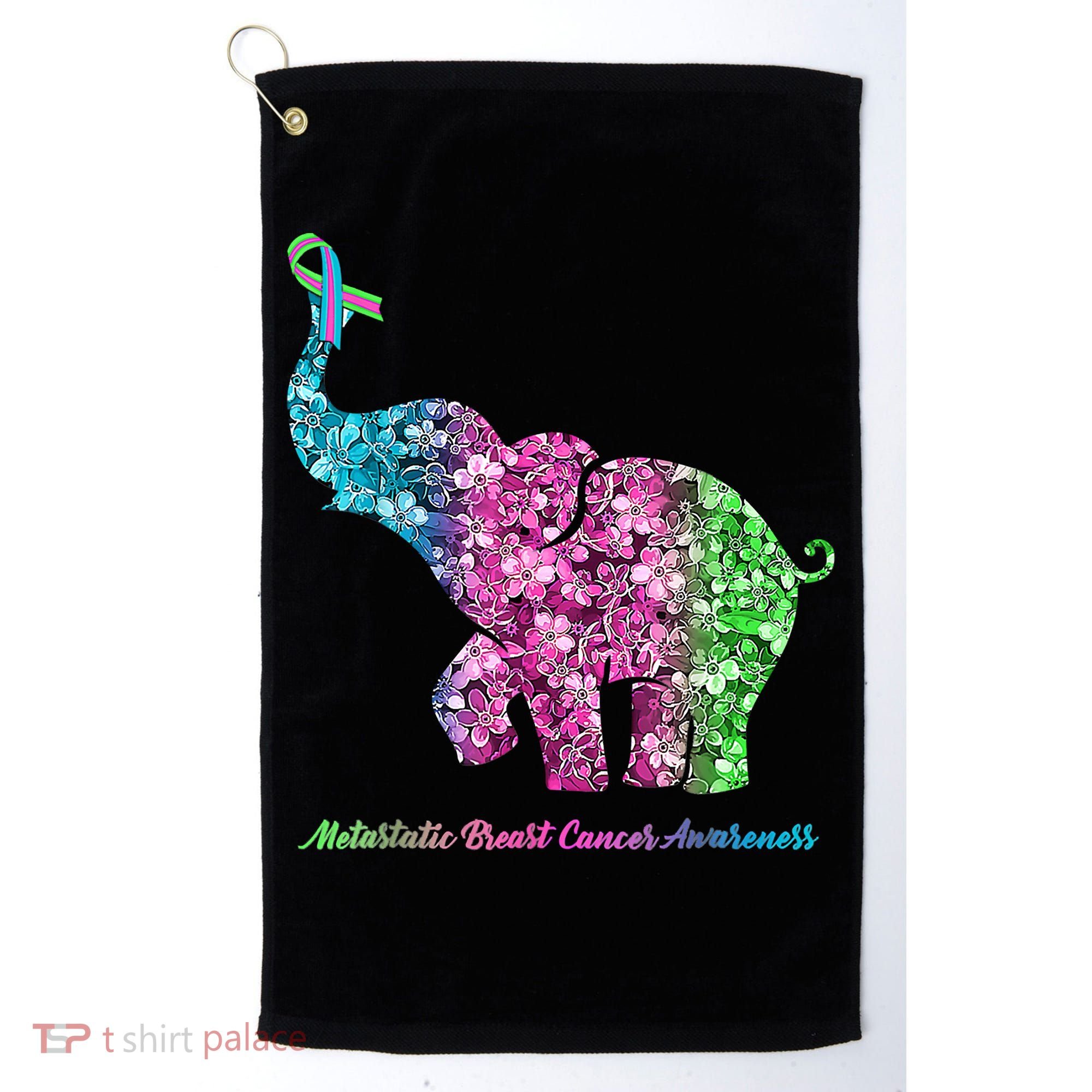 Elephant With Flower Metastatic Breast Cancer Awareness Golf Towel