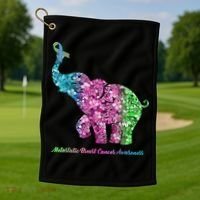 Elephant With Flower Metastatic Breast Cancer Awareness Golf Towel thumb 1