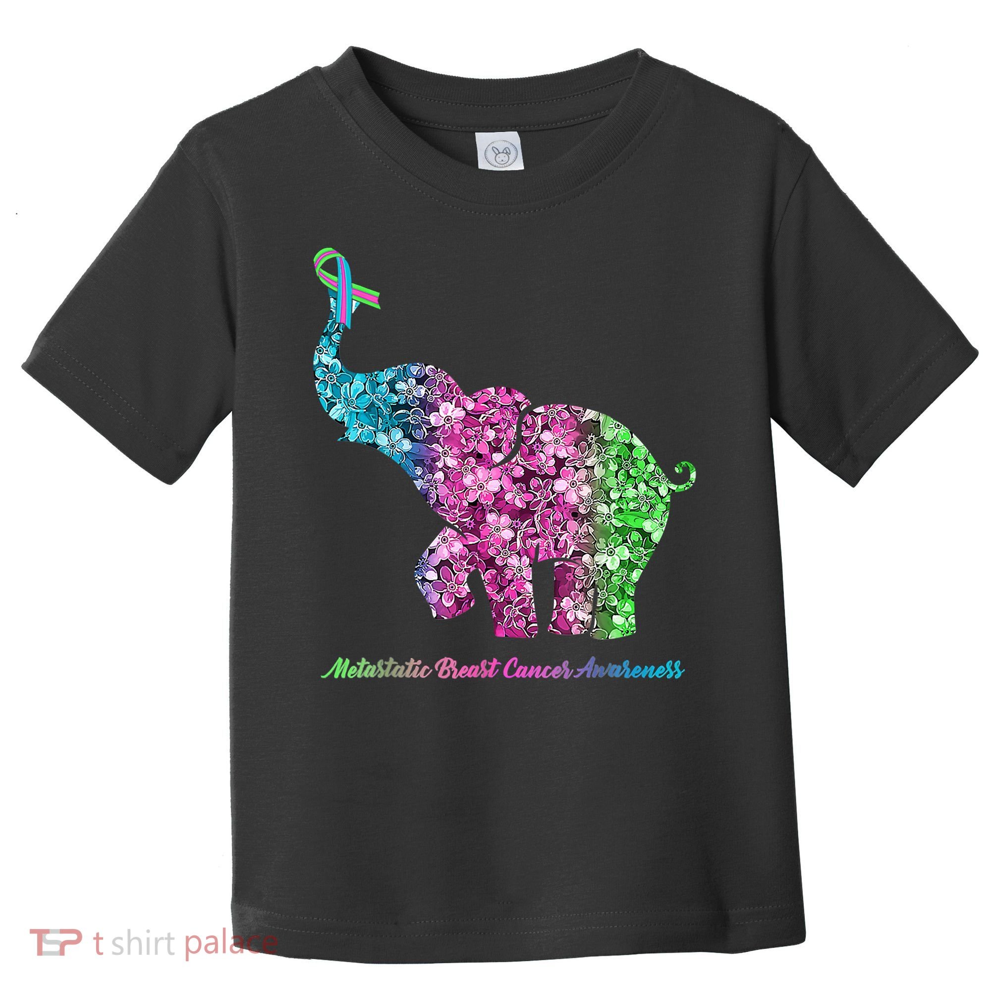Elephant With Flower Metastatic Breast Cancer Awareness Toddler T-Shirt