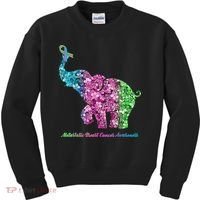 Elephant With Flower Metastatic Breast Cancer Awareness Kids Sweatshirt thumb 0