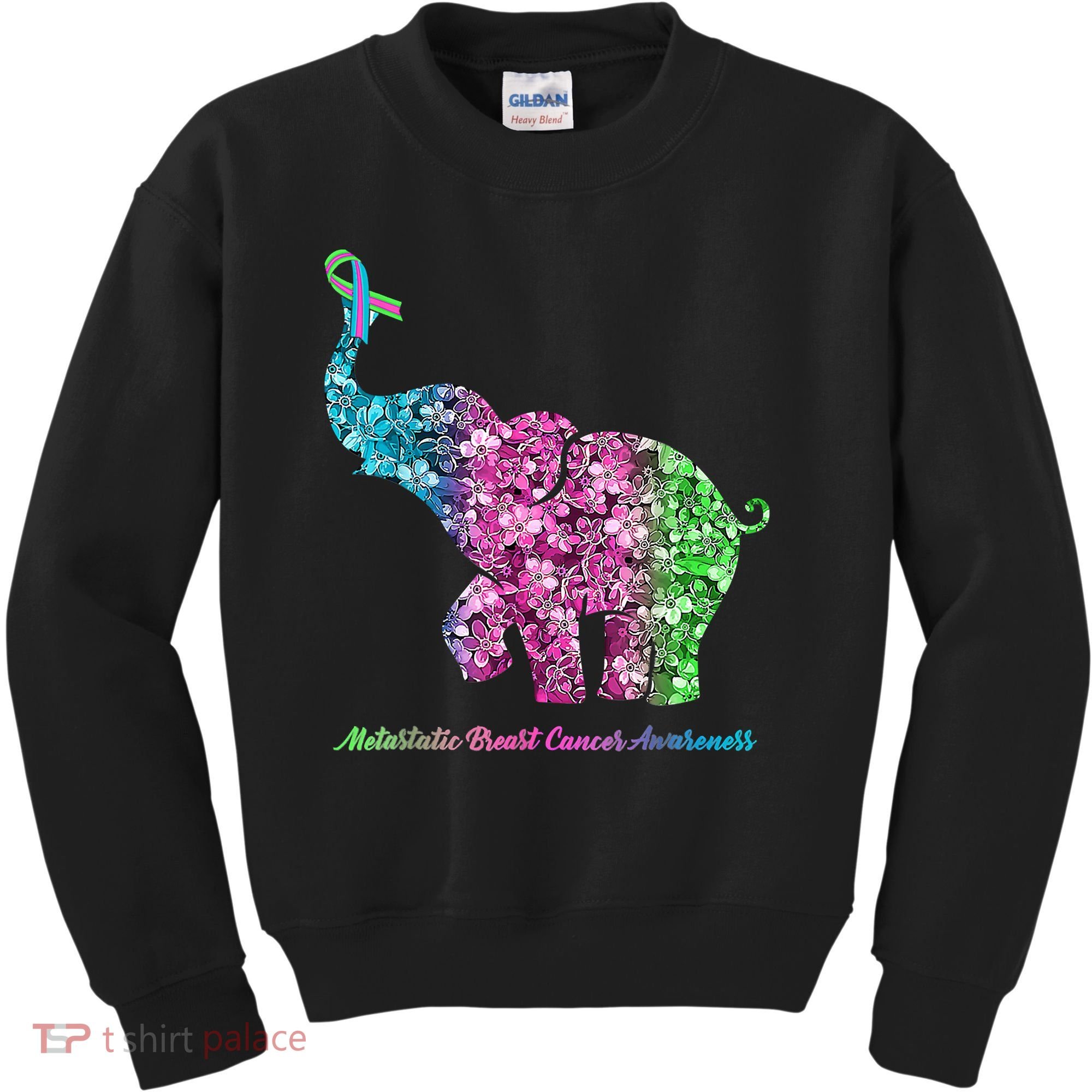 Elephant With Flower Metastatic Breast Cancer Awareness Kids Sweatshirt