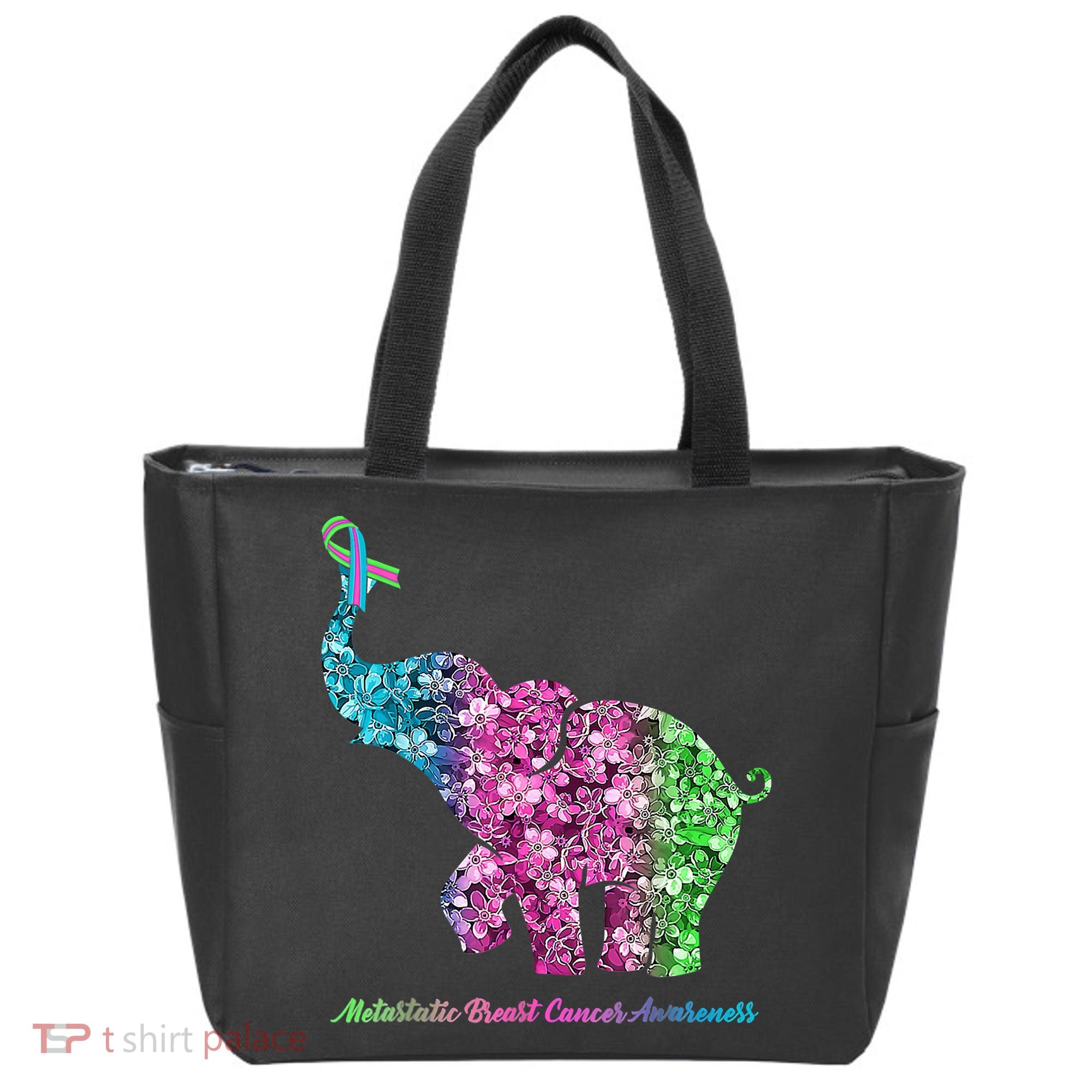 Elephant With Flower Metastatic Breast Cancer Awareness Tote Bag