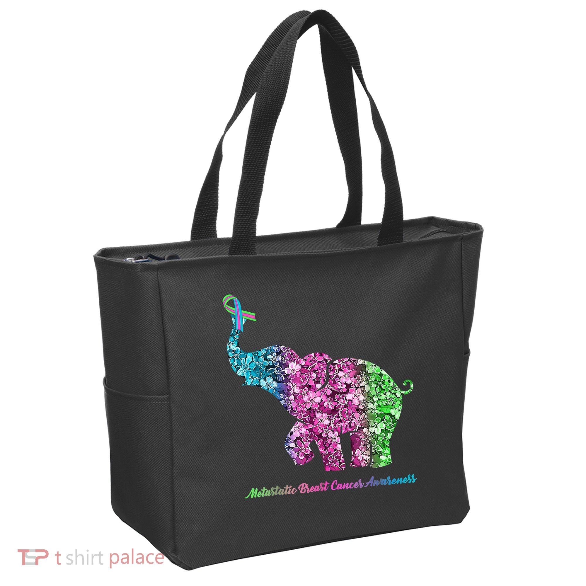 Elephant With Flower Metastatic Breast Cancer Awareness Tote Bag