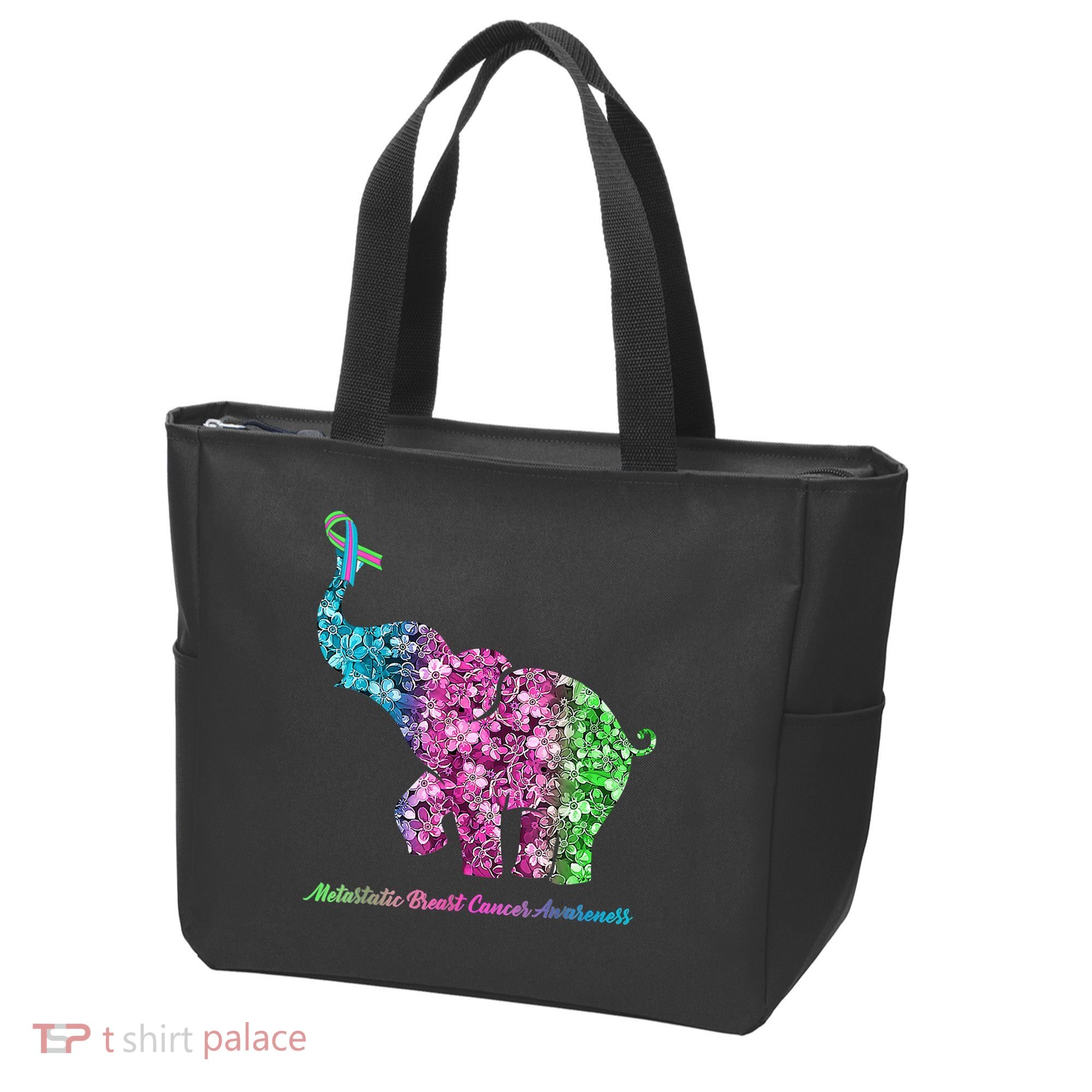 Elephant With Flower Metastatic Breast Cancer Awareness Tote Bag