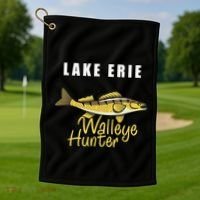 Erie Walleye Hunter Tournament Fishing Golf Towel thumb 1