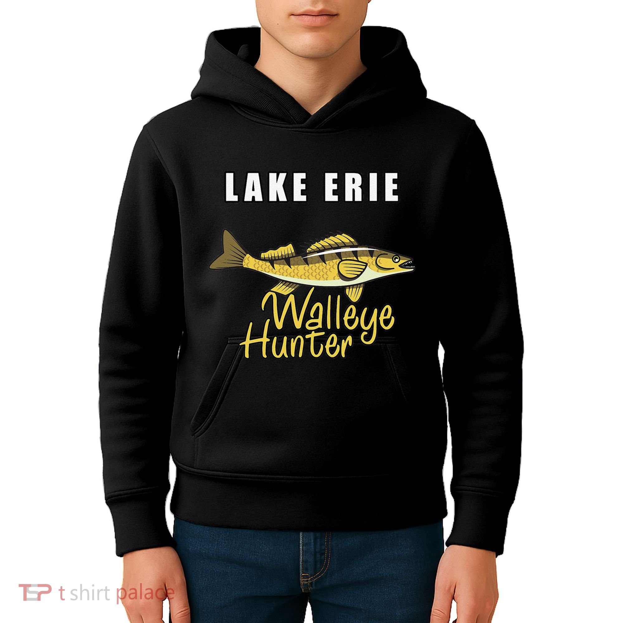 Erie Walleye Hunter Tournament Fishing Kids Hoodie