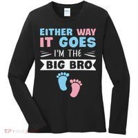 Either Way It Goes I'm The Big Bro Gender Reveal Brother Women's Long Sleeve Shirt thumb 0
