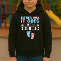 Either Way It Goes I'm The Big Bro Gender Reveal Brother Kids Hoodie thumb 3